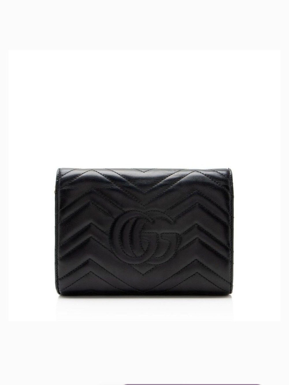 ✨ Superb Condition Gucci Black GG Marmont Wallet On A Chain with Gold Hardware ✨ - Picture 2 of 10